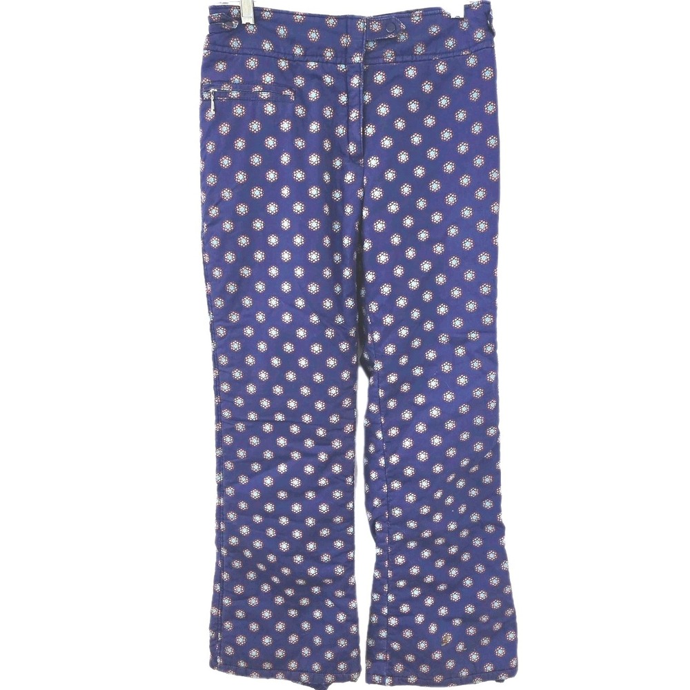 70s VINTAGE FarWest Ski Pants Womens‎ Medium Blue Medallion Print Insulated Snow